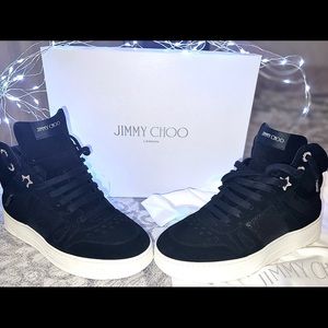 Jimmy Choo. HAWAII HI TOP/F

Black Suede High-Top Trainers Size 38.5.  US 7.5